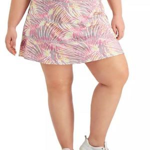 Ideology Womens Plus Size Tropical-Print Tiered Skort